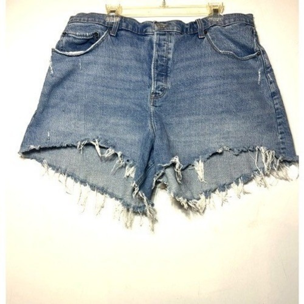 Abercrombie & Fitch The Dad Short High Rise Curve Love Distressed Denim 34/18